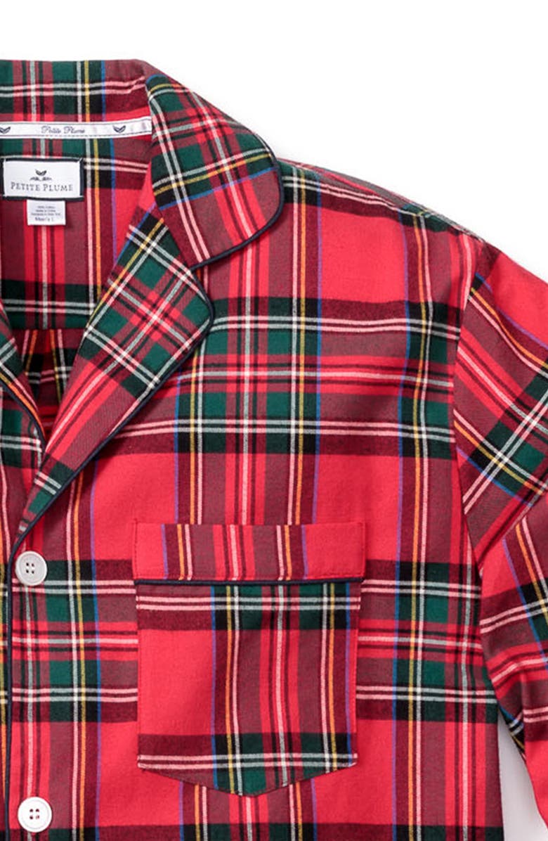 Pijama masculino de flanela xadrez imperial Petite Plume, vermelho, tamanho médio