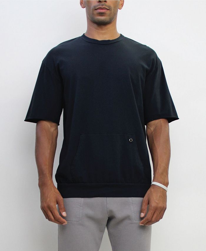 Camiseta masculina de manga curta com bolso Coin, preta, tamanho X-G