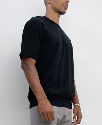 Camiseta masculina de manga curta com bolso Coin, preta, tamanho X-G