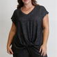 Camiseta feminina aconchegante Coin cinza tamanho 2X