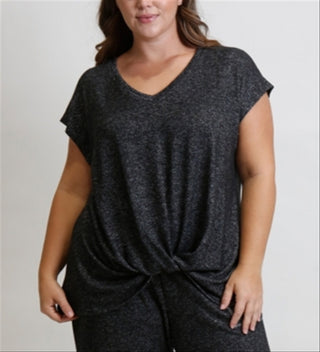 Camiseta feminina aconchegante Coin cinza tamanho 2X