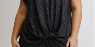 Camiseta feminina aconchegante Coin cinza tamanho 2X