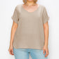 Blusa feminina de gaze com decote em V e mangas dobradas, marrom, tamanho 3X