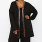 Cardigan feminino com lantejoulas contrastantes e suéter preto tamanho 1X