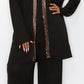 Cardigan feminino com lantejoulas contrastantes e suéter preto tamanho 1X