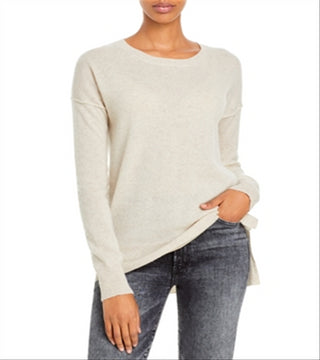 Suéter de cashmere alto e baixo Aqua Cashmere cinza tamanho P
