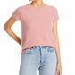 Suéter feminino de cashmere de manga curta rosa tamanho M
