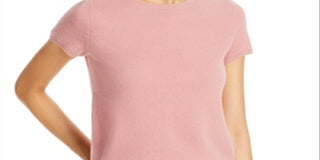 Suéter feminino de cashmere de manga curta rosa tamanho M