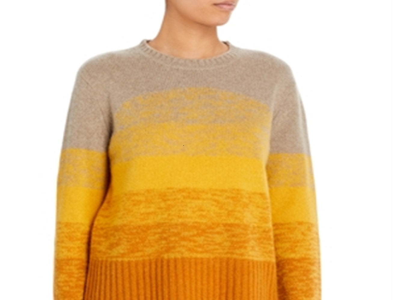 Suéter de cashmere feminino com blocos de cores ombré da Bloomingdale's Cashmere, amarelo, tamanho M