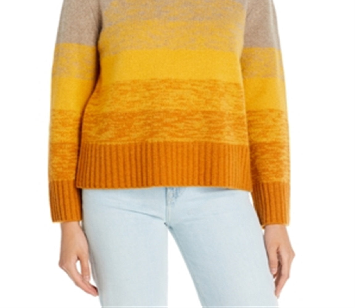Suéter de cashmere feminino com blocos de cores ombré da Bloomingdale's Cashmere, amarelo, tamanho M