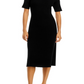 Vestido midi canelado de cashmere C by Bloomingdale's Cashmere preto