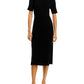 Vestido midi canelado de cashmere C by Bloomingdale's Cashmere preto
