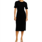 Vestido midi canelado de cashmere C by Bloomingdale's Cashmere preto