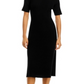 Vestido midi canelado de cashmere C by Bloomingdale's Cashmere preto