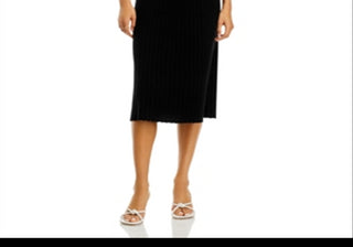 Vestido midi canelado de cashmere C by Bloomingdale's Cashmere preto