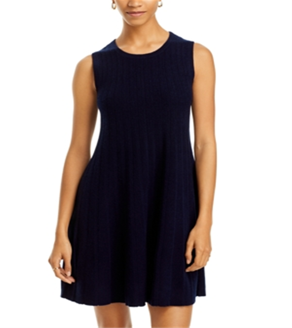 Vestido curto de cashmere C by Bloomingdale's Cashmere azul-marinho