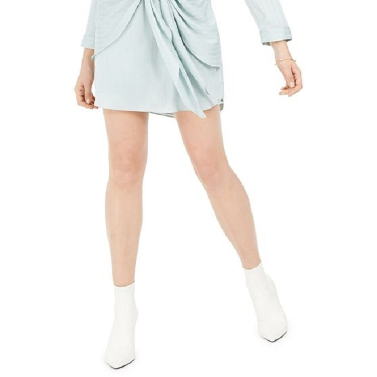 Vestido midi listrado com amarração frontal Leyden feminino, azul, tamanho pequeno