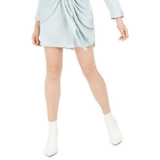 Vestido midi listrado com amarração frontal Leyden feminino, azul, tamanho pequeno