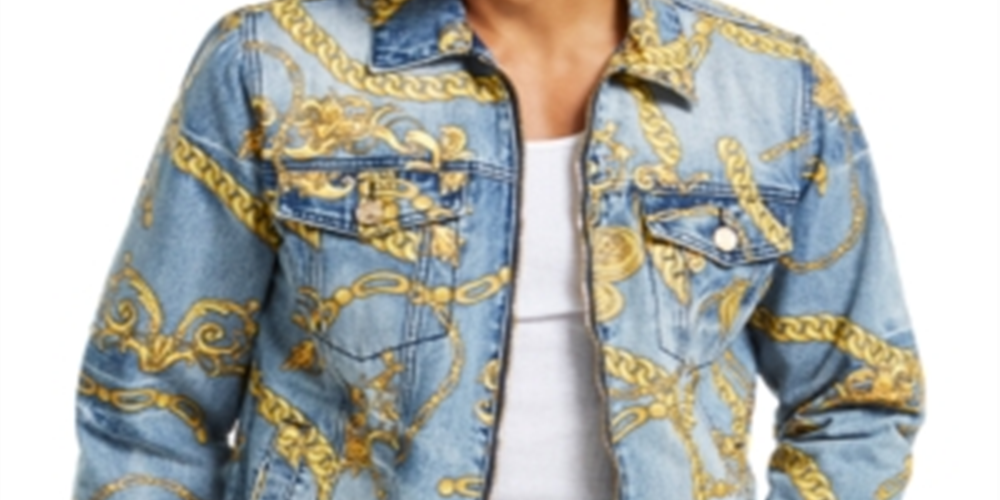 Jaqueta jeans masculina Reason Chain azul tamanho XXX-G