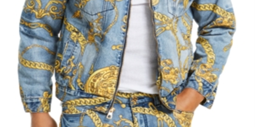 Jaqueta jeans masculina Reason Chain azul tamanho XXX-G