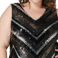 Vestido justo com lantejoulas Maree Pour Toi feminino, tamanho 20, preto