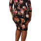 Vestido justo com renda floral feminino Maree Pour Toi, preto, tamanho 20