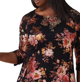 Vestido justo com renda floral feminino Maree Pour Toi, preto, tamanho 20