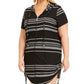 Dotti Maiô Feminino com Capuz e Zíper e Listras Dahlia, Preto, Tamanho 2X