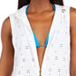 Dotti Gypsy Gem Crochet Hoodie Cover Up Maiô Feminino Branco Tamanho Grande