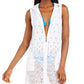 Dotti Gypsy Gem Crochet Hoodie Cover Up Maiô Feminino Branco Tamanho Grande