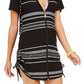 Dotti Maiô Feminino Listrado Dahlia com Capuz e Manga Longa Preto