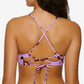 Biquíni midkini push-up com cadarço Hula Honey Wisteria True Spots feminino, top de natação roxo, tamanho pequeno
