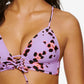 Biquíni midkini push-up com cadarço Hula Honey Wisteria True Spots feminino, top de natação roxo, tamanho pequeno