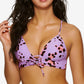 Biquíni midkini push-up com cadarço Hula Honey Wisteria True Spots feminino, top de natação roxo, tamanho pequeno
