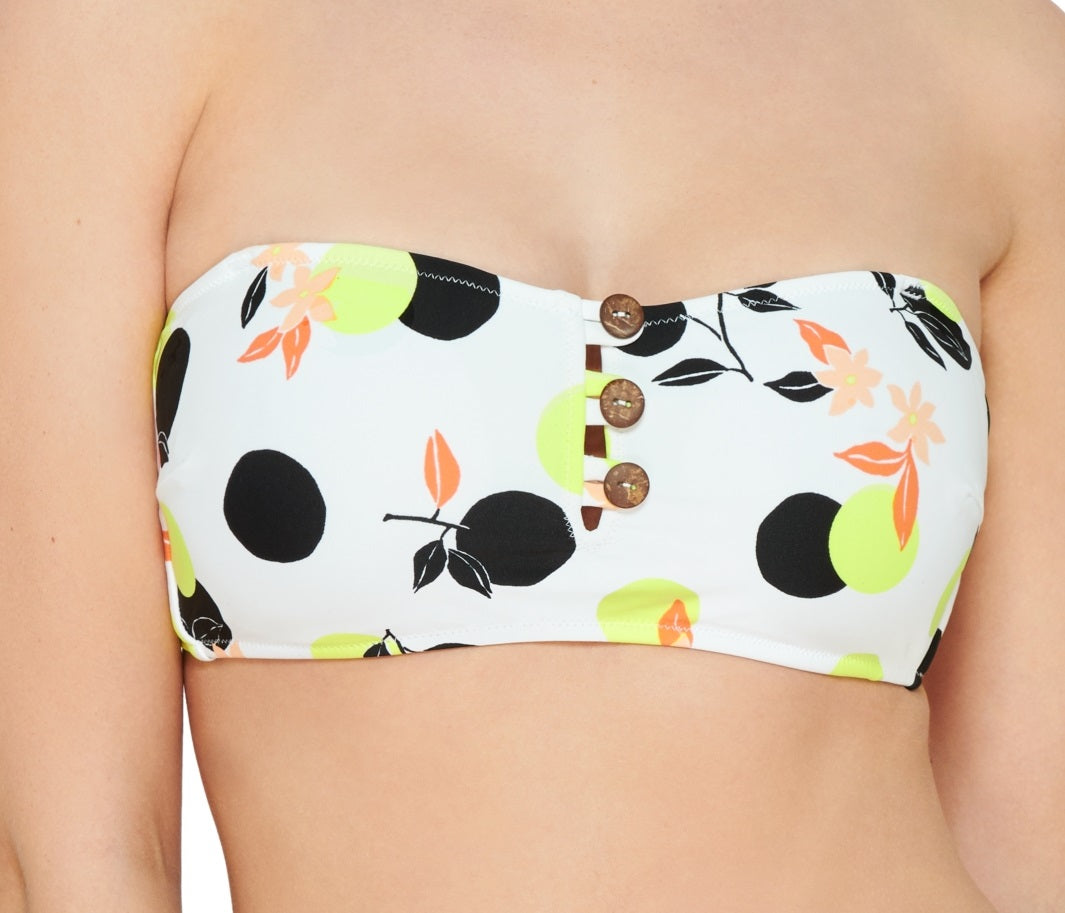 Biquíni Hula Honey Feminino Júnior Citrus Geo-Printed Button Bandeau Top Maiô Branco Tamanho P