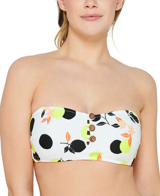 Biquíni Hula Honey Junior's Citrus Geo Printed Button Bandeau Top Maiô Branco Tamanho Médio