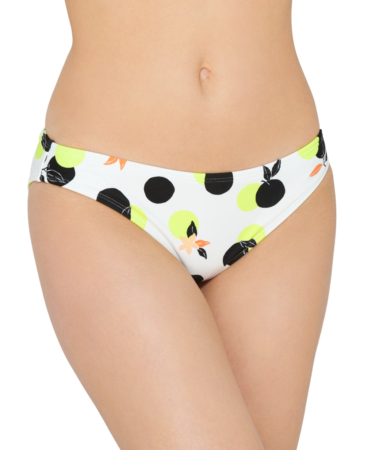 Calcinha de biquíni hipster estampada geométrica cítrica Hula Honey para mulheres, júnior, maiô branco