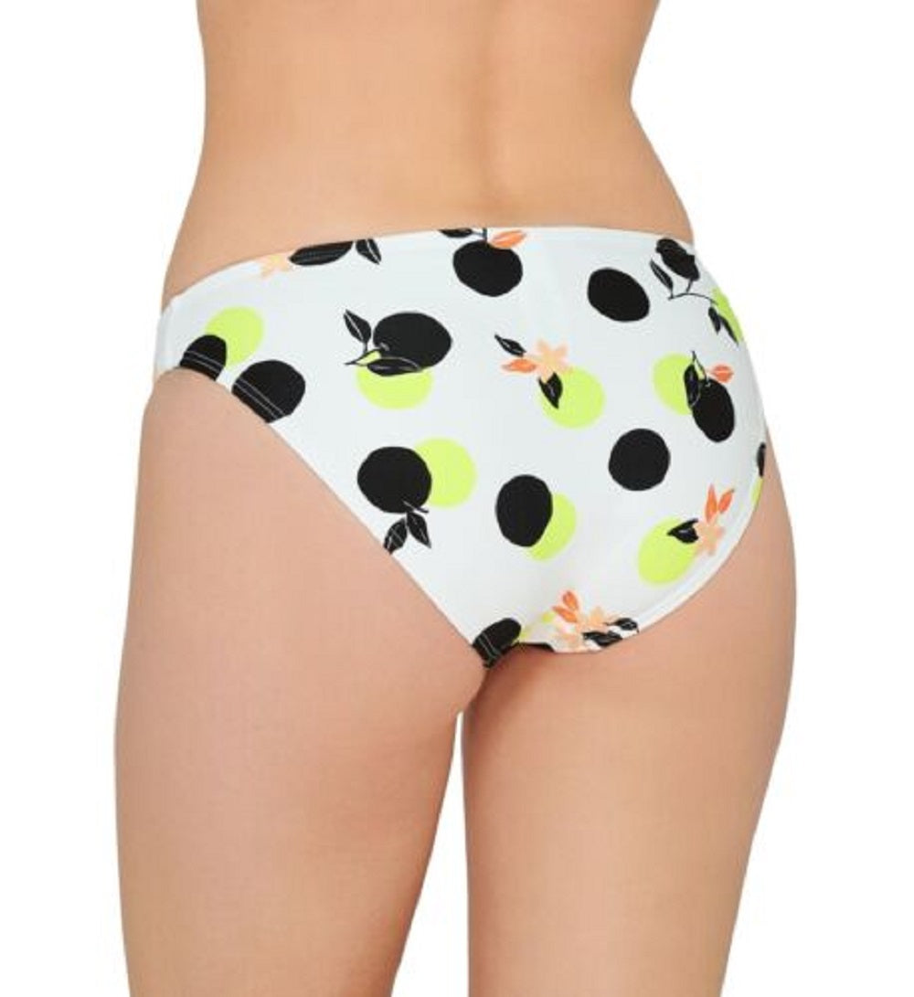 Calcinha de biquíni hipster estampada com estampa geométrica cítrica Hula Honey Junior, tamanho médio, branca
