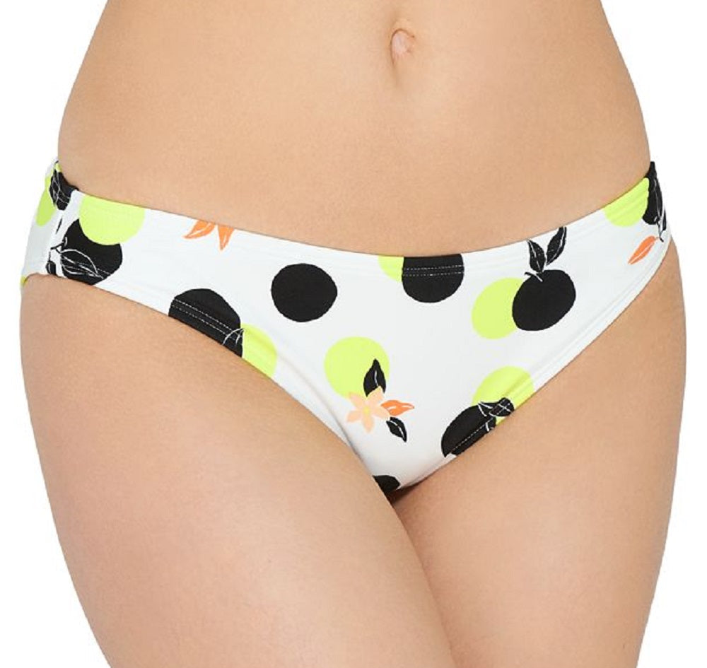 Calcinha de biquíni hipster estampada geométrica cítrica Hula Honey para mulheres, júnior, maiô branco