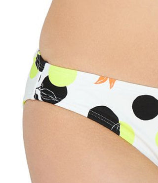 Calcinha de biquíni hipster estampada geométrica cítrica Hula Honey para mulheres, júnior, maiô branco
