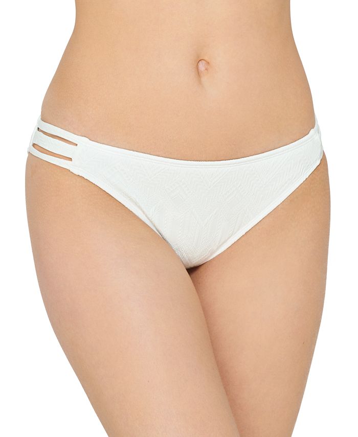 Calcinha de biquíni hipster com tiras texturizadas Hula Honey Junior, tamanho pequeno, branca