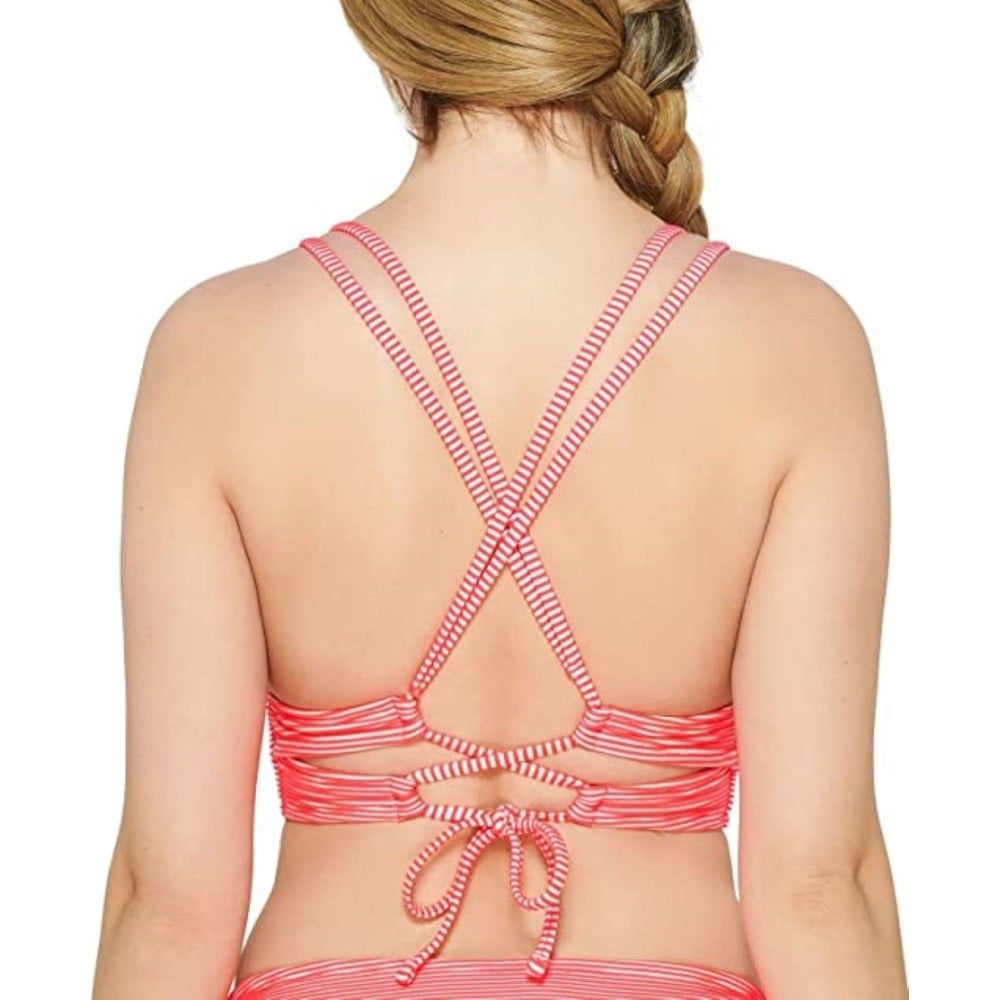 Biquíni Hula Honey Junior's Rib Illusion com costas cruzadas e maiô rosa tamanho pequeno