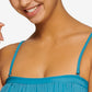 Top de banho Hula Honey Junior's com franjas e faixa azul, tamanho X-S