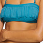 Top de banho Hula Honey Junior's com franjas e faixa azul, tamanho X-S