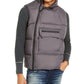 Colete acolchoado masculino American Stitch com zíper lateral, cinza, tamanho médio