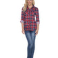 Blusa Oakley Stretchy Plaid Feminina White Mark Azul Tamanho P