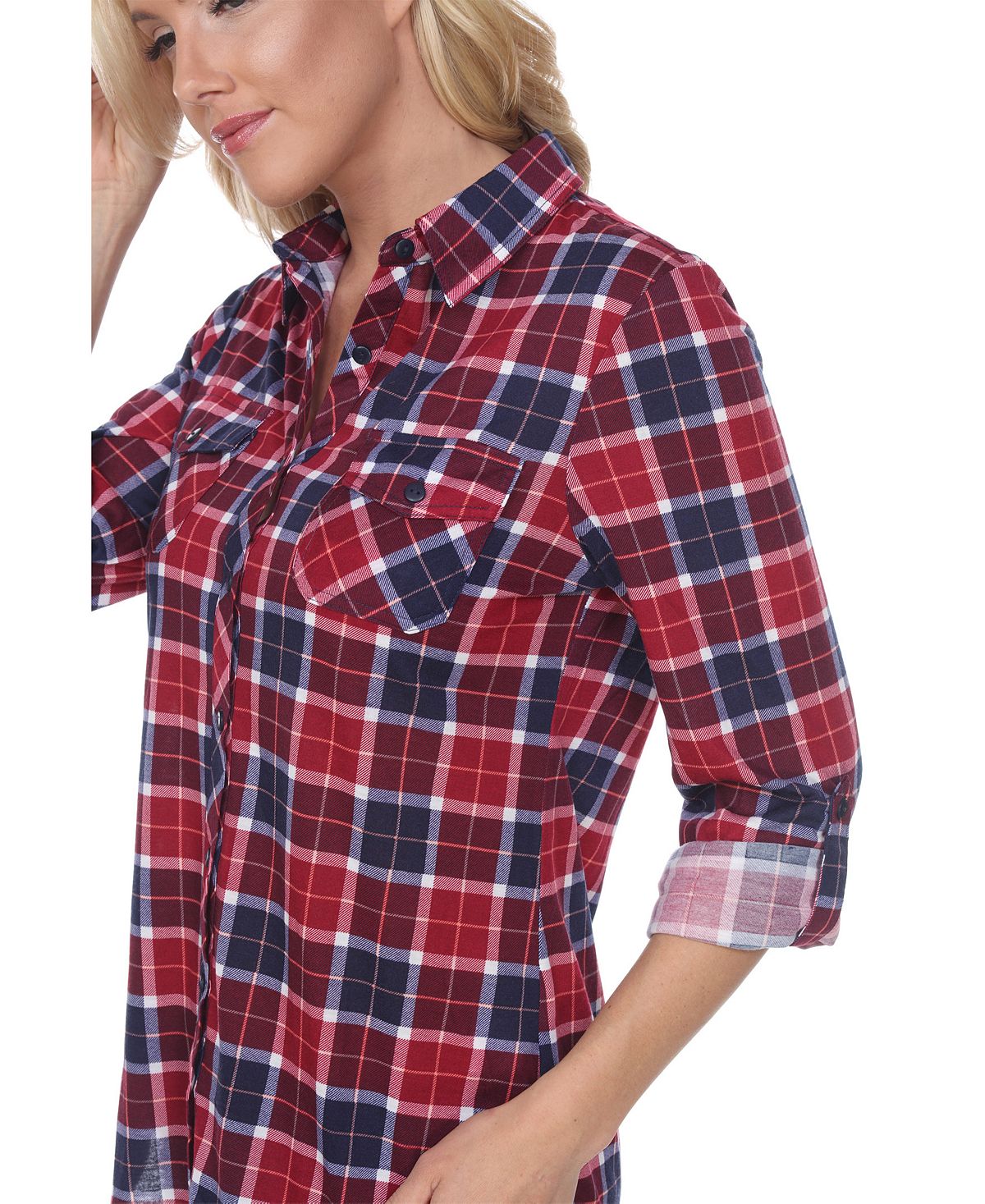 Blusa Oakley Stretchy Plaid Feminina White Mark Azul Tamanho P