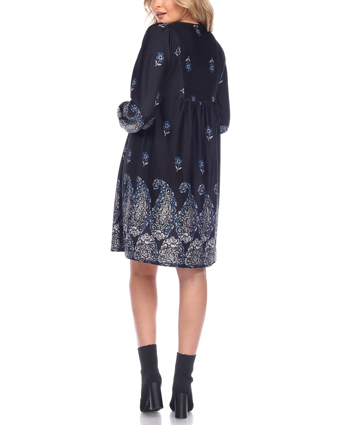Vestido feminino bordado Apolline da White Mark, azul, tamanho médio