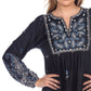 Vestido feminino bordado Apolline da White Mark, azul, tamanho médio