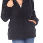 Jaqueta Sherpa com Capuz Feminina White Mark Preta Tamanho Grande